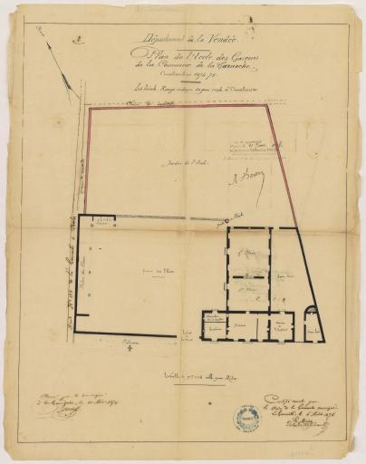 Plan de l'école construite en 1874-1875 par l'architecte Victor Clair, pièce n° 2.